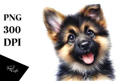 Colorful Baby Cartoon German Shepherd, PNG Product Image 1