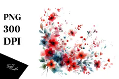 Watercolor Abstract Small Red Flowers Product Image 1