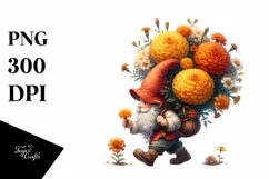Detailed Gnome Marigold Bouquet | Clipart Product Image 3