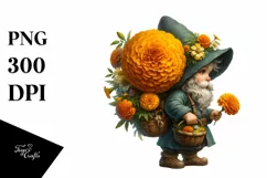 Detailed Gnome Marigold Bouquet | Clipart Product Image 3