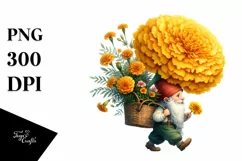 Detailed Gnome Marigold Bouquet | Clipart Product Image 3