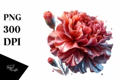 Shiny Carnation Watercolor Splash Sublimation Clipart Product Image 1