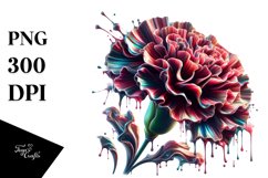 Glossy Shiny Carnation Watercolor Splash | Clipart Product Image 1