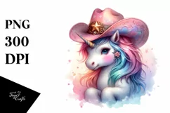 colorful Baby Unicorn with Cowboy Hat Product Image 3