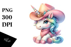 colorful Baby Unicorn with Cowboy Hat Product Image 1