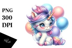 Cool Haircut Baby Unicorn with Baloons | Clipart Product Image 3