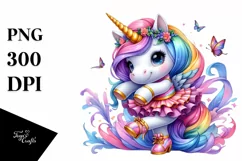Cute Unicorn Watercolor PNG Product Image 3