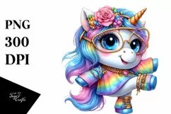 Cute Unicorn Watercolor PNG Product Image 1