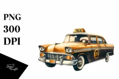 Vibrant Vintage Taxi Clipart Product Image 1