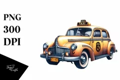 Vibrant Vintage Taxi Clipart Product Image 1