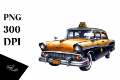 Vibrant Vintage Taxi Clipart Product Image 1