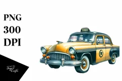 Vibrant Vintage Taxi Clipart Product Image 3