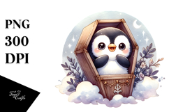 A Cute Halloween Image with Baby Penguin, White Background Product Image 1