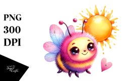 Cute Smiling Pink-Ish Bee PNG Product Image 1