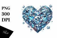 3D Diamond Ice Heart Digital Painting PNG Product Image 1