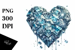 3D Diamond Ice Heart Digital Painting PNG Product Image 1