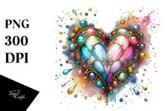 Colorful Heartmade of with Goldern Insertions PNG Product Image 1