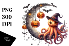 Octopus Dressed for Halloween, Transparent PNG Product Image 1