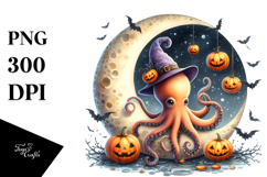 Octopus with Jack-o-Lanterns PNG Product Image 1