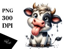 Smiling Cow with Tongue Out | Boho Clipart Product Image 1