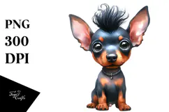 Expressive Baby Doberman Pinscher, Transparent PNG Product Image 1