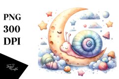 Sleeping Baby Snail Moon Clipart Product Image 3