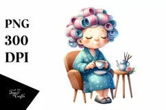Watercolor Character Tea Cup Chair Hair Curlers Product Image 3