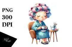 Watercolor Character Tea Cup Chair Hair Curlers Product Image 1