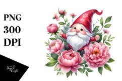 Cute Gnome Air Peonies Watercolor Product Image 3
