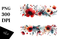 Colorful Abstract Frame with Red Flowers PNG Product Image 1