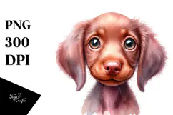 Watercolor Happy Vizsla PNG Product Image 1