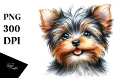 Watercolor Happy Yorkshire Terrier PNG Product Image 1