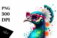 Quirky Peacock with Sunglasses, Colorful Art Product Image 1