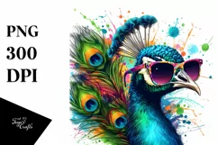 Colorful Peacock in Sunglasses, Quirky Art Product Image 1