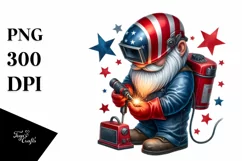detailed Patriotic Welder Gnome Clipart Product Image 1
