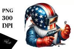 detailed Patriotic Welder Gnome Clipart Product Image 3