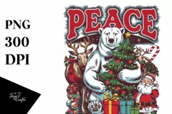 Peace Polar Bear Christmas Clipart Png Product Image 5