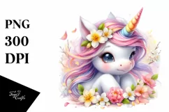 Baby Unicorn Spring Petals | Clipart Product Image 1