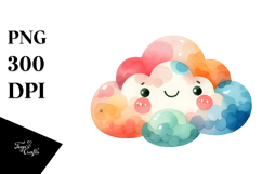 Smiling Colorful Watercolor Sun PNG Product Image 1