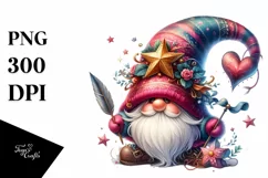 Digital Painting of Valentines Gnome with Hat and Star Product Image 1