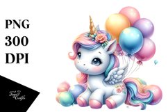 Cute Baby Unicorn Baloons | Clipart Product Image 1