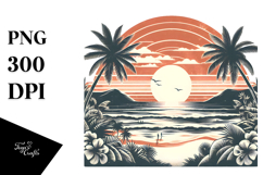 tshirt Vector Style Tropical Beach Sunset PNG Product Image 1