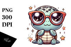 Cute Turtle with Oversized Sunglasses PNG Product Image 1