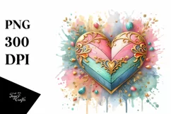 Colorful Heart on Wood PNG Product Image 1