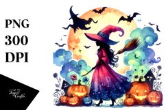 Simple Vibrant Witch for Halloween | Sublimation Clipart Product Image 3