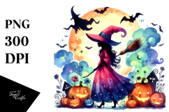 Simple Vibrant Witch for Halloween | Sublimation Clipart Product Image 1