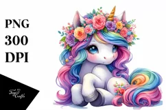 Vibrant Cute Unicorn Drawing PNG Product Image 3