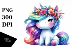Vibrant Cute Unicorn Drawing PNG Product Image 1