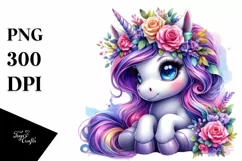 Vibrant Cute Unicorn Drawing PNG Product Image 1