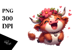 Cute Highland Cow with Silly Smirk PNG Product Image 1